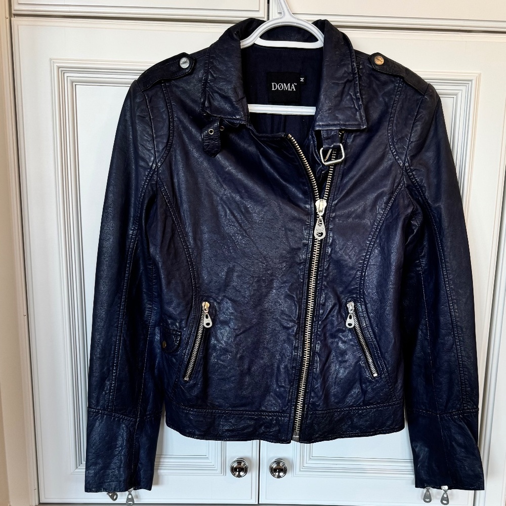 DOMA Genuine Leather Moto Jacket – Size M (New, Never Worn)
